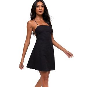 Urban Outfitter MOTEL Enif Mini Skater Strappy Back Mini Black Dress SIZE SMALL